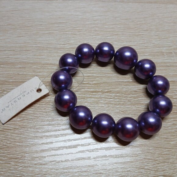 NWT Purple Chunky Beaded Bracelet Superstar Accessories Costume Jewelry #23 - Picture 4 of 6